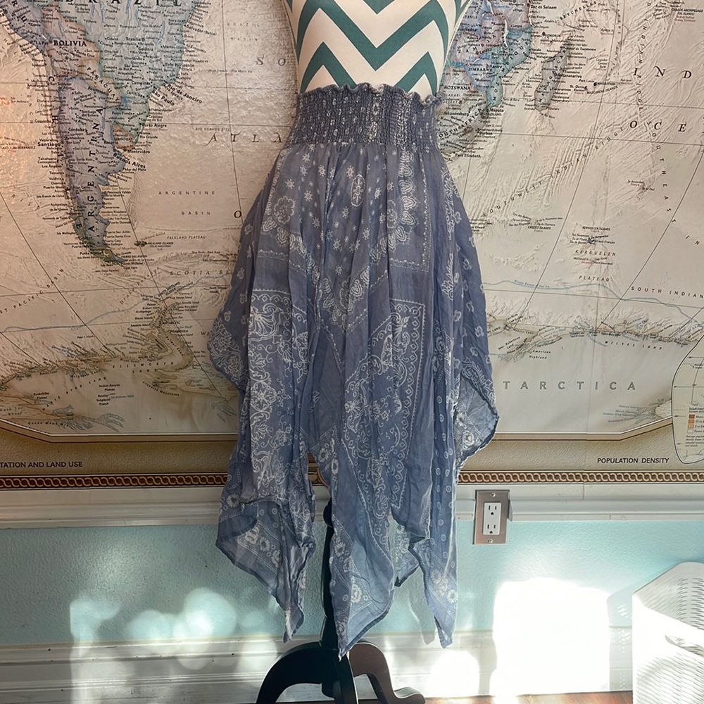 PirateCore Fairycore Bandana Print Blue Skirt Cute